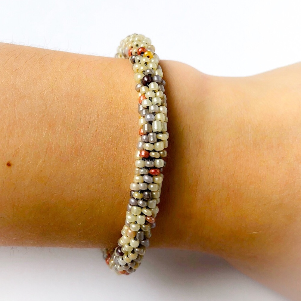 Handmade Crochet Beaded Roll On Bracelet - 7”